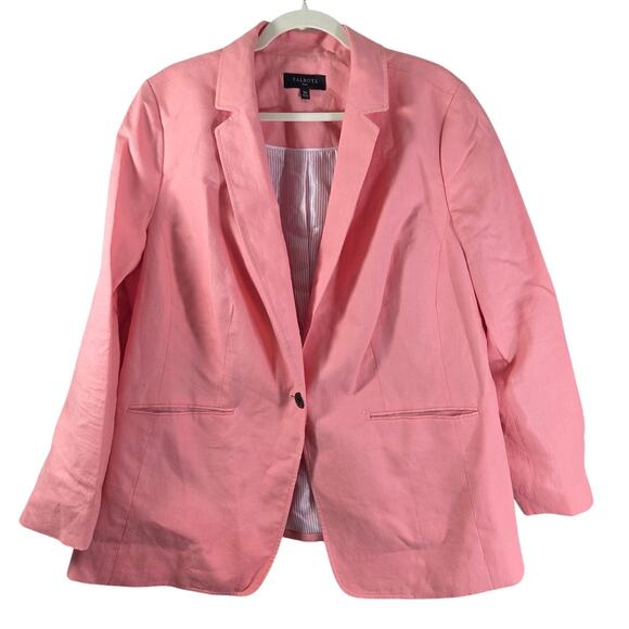 Talbots pink linen blazer casual jacket size 16W - Picture 1 of 8